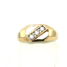 45127 14K YELLOW GOLD OCTAGON CHANNEL SET .28TCW DIAMOND MENS RING