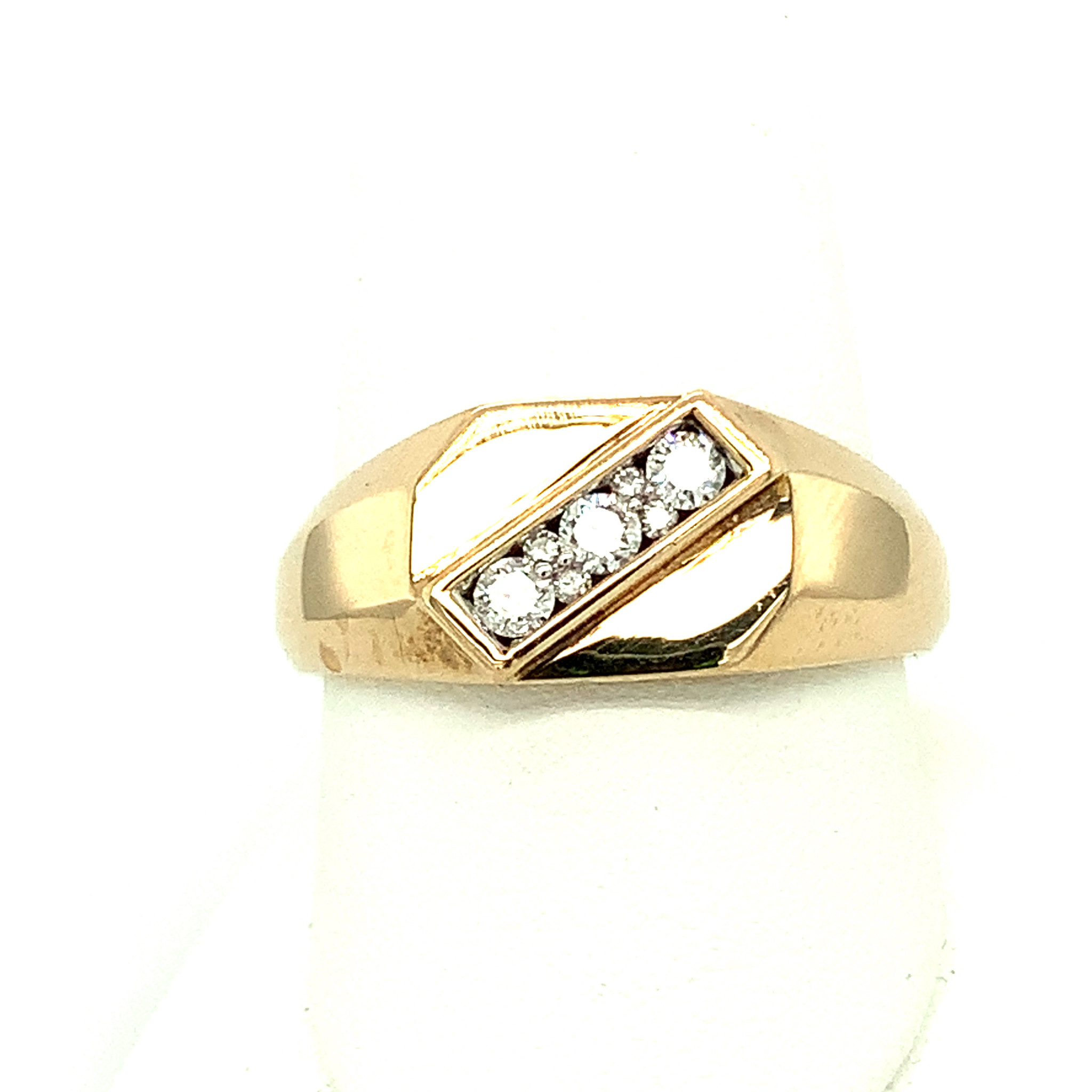45127 14K YELLOW GOLD OCTAGON CHANNEL SET .28TCW DIAMOND MENS RING