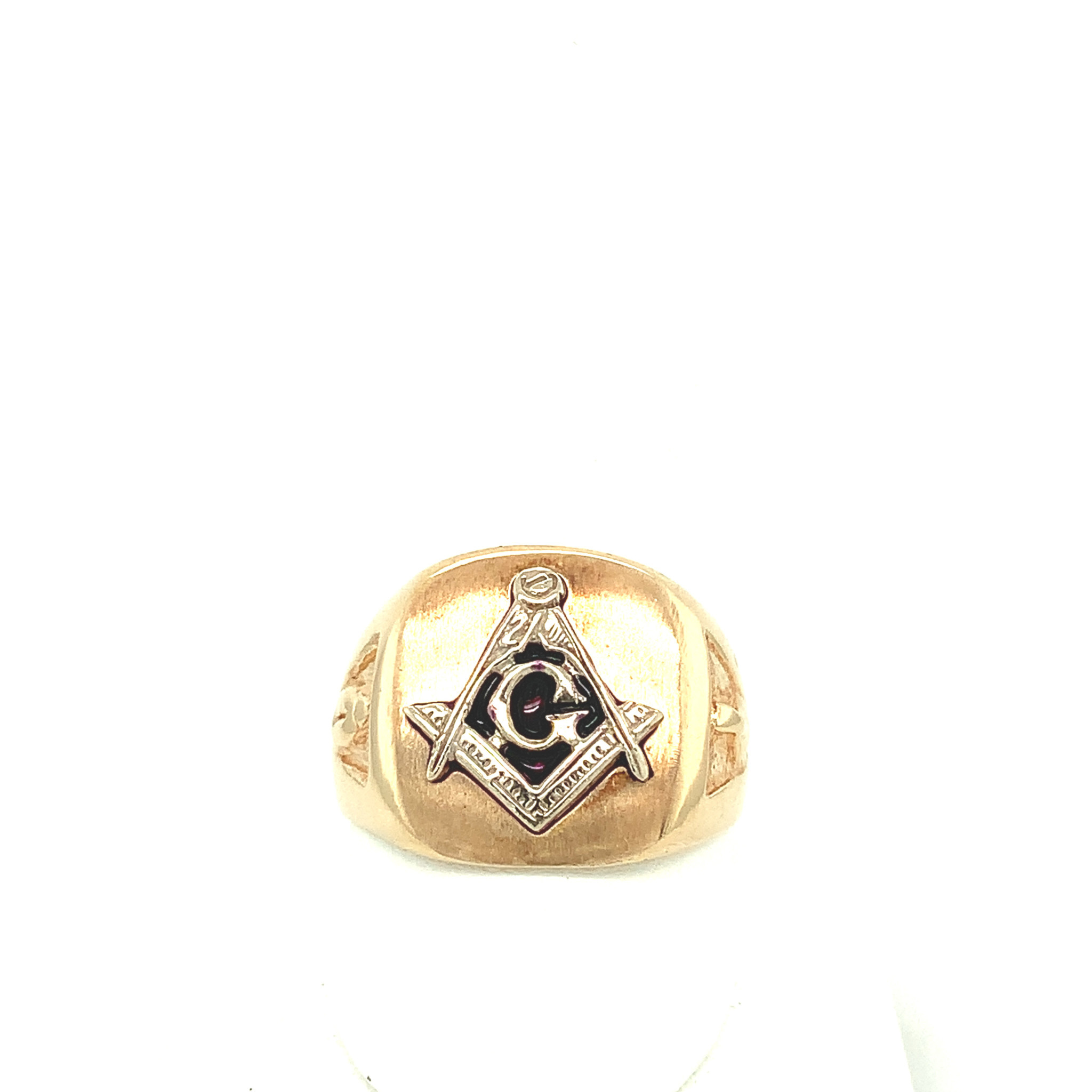 45148 14K YELLOW GOLD SATIN FINISH TOP HIGH POLSH SHANK MASON RING
