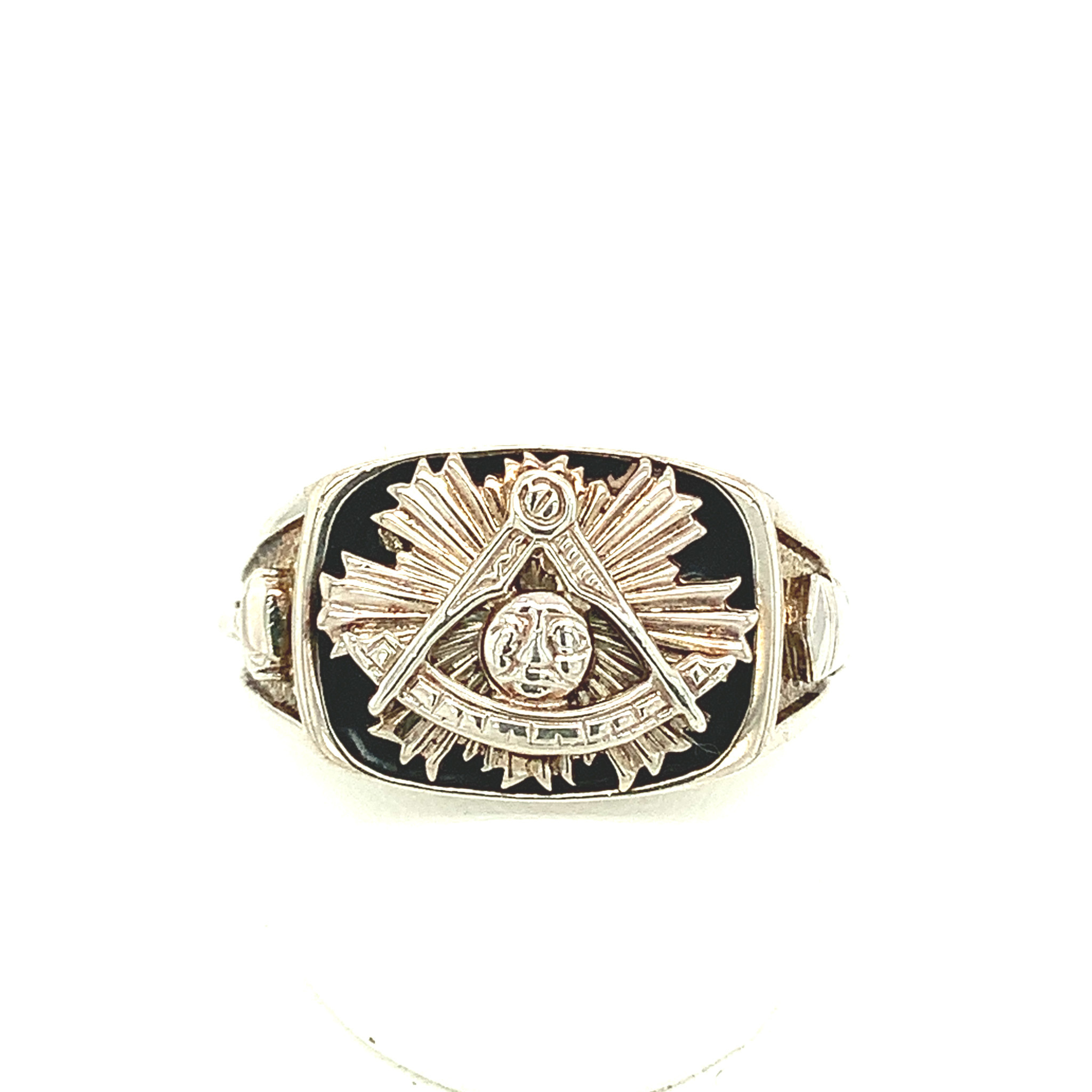45103 STERLING SILVER BLACK ENAMEL MANSON RING