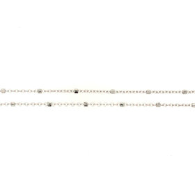 50029 14K WHITE GOLD 22’’  BEADED MIRROR LINK CHAIN