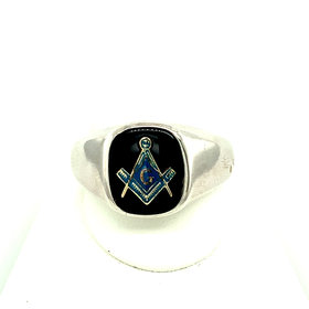 45101 STERLING SILVER BLACK ONYX W G MASON EMBLEM