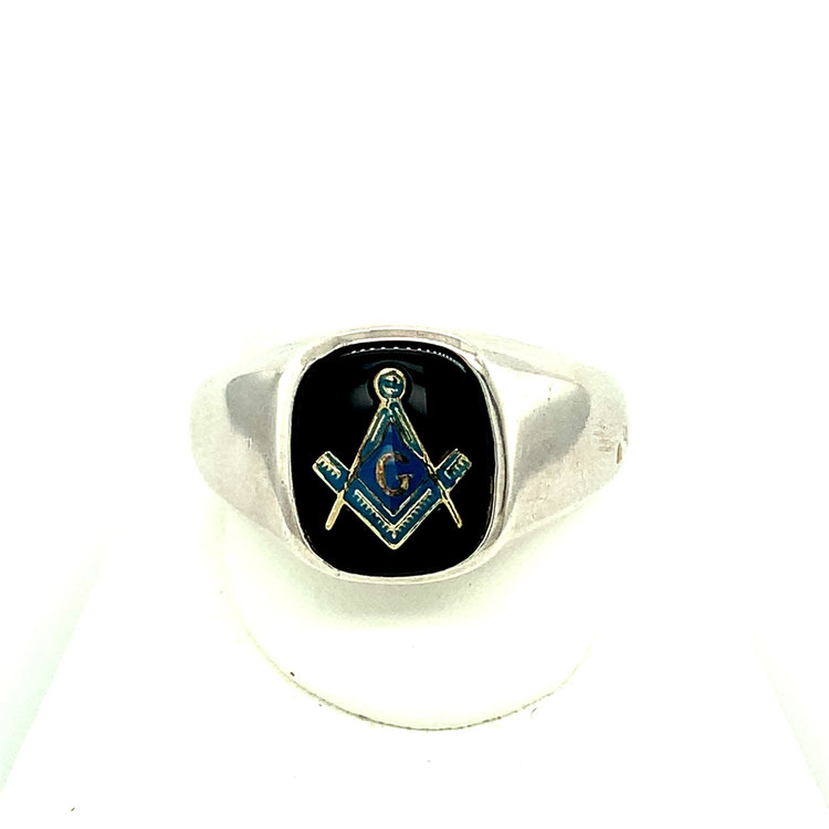 45101 STERLING SILVER BLACK ONYX W G MASON EMBLEM