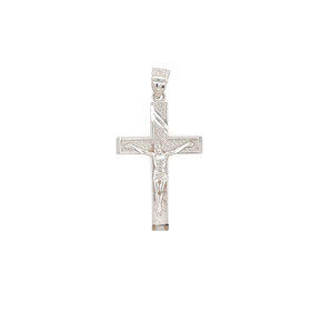 77476 14K WHITE GOLD FLAT SQUARE TEXTURED FINISH CRUCIFIX