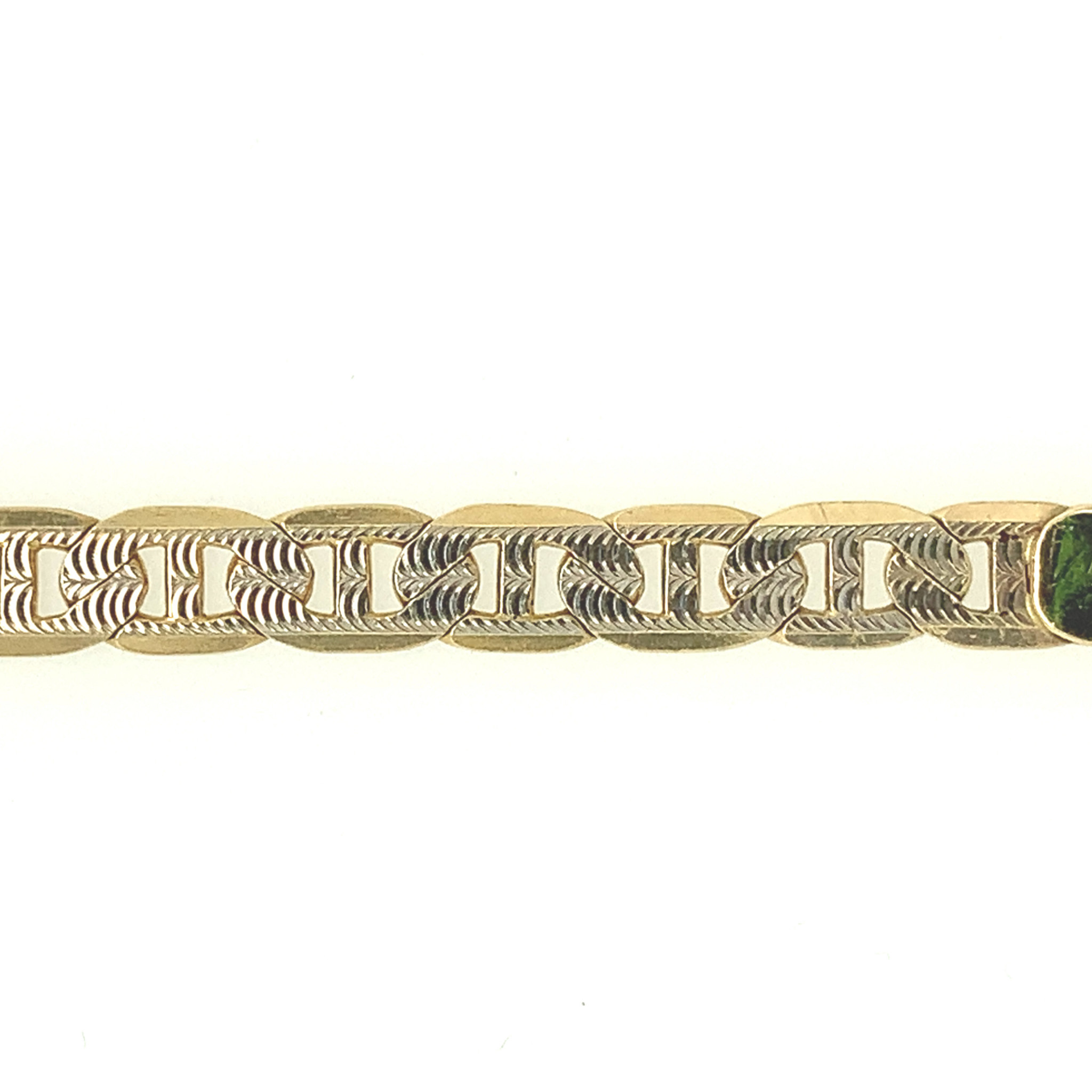 25050 14K 2 TONE 8” GUCCI LINK DIAMOND CUT MENS BRACELET