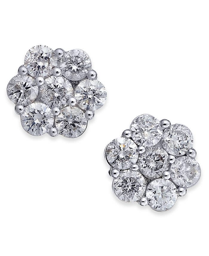 32417 14K WHITE GOLD .33TCW DIAMOND CLUSTER SCREW BACK STUDS