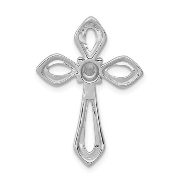 70031 14K WHITE GOLD MIRACLE SET .08TCW DIAMOND CENTER OPEN DESIGN POINTED EDGES CROSS SET