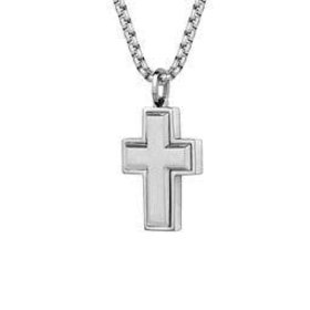 SC91 ITALGEM STAINLESS STEEL 22” ROUNDED BOX CHAIN WITH SATIN FINISH CROSS