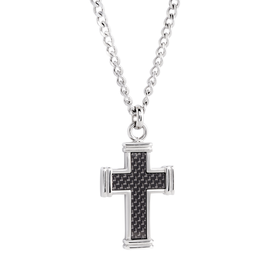 ITALGEM SC31 ITALGEM STAINLESS STEEL 22” CURB LINK CHAIN WITH CARBON FIBER DESIGN CROSS