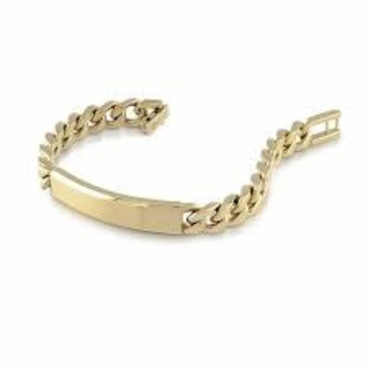 SMB111 ITALGEM STAINLESS STEEL GOLD PLATED ID 9.4MM CURB LINK NAME ID BRACELET