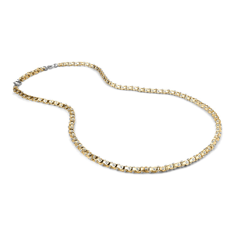 STTN18 ITALGEM STAINLESS STEEL 2 TONE MECHANIC LINK 24" CHAIN