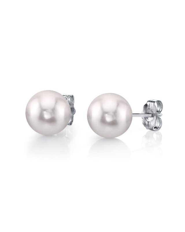 30289 14K WHITE GOLD 5MM CULTURED PEARLS STUDS