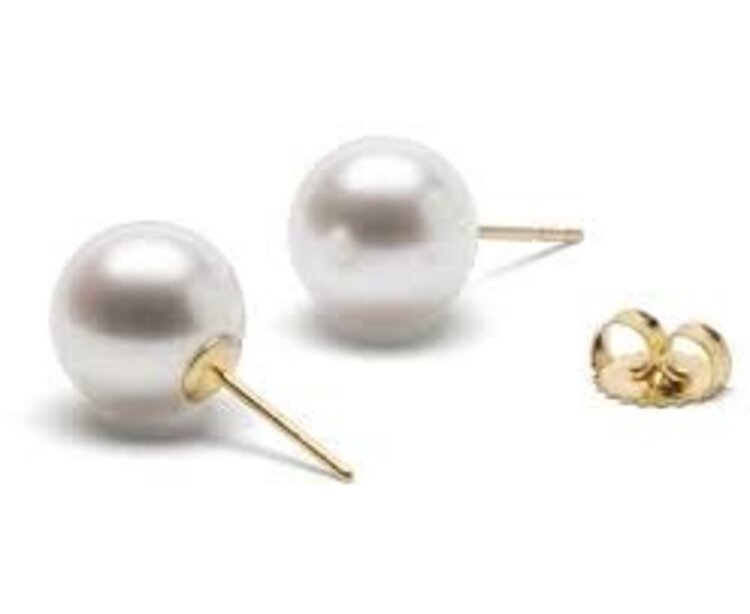 30290 14K YELLOW GOLD 6MM CULTURED PEARLS STUDS