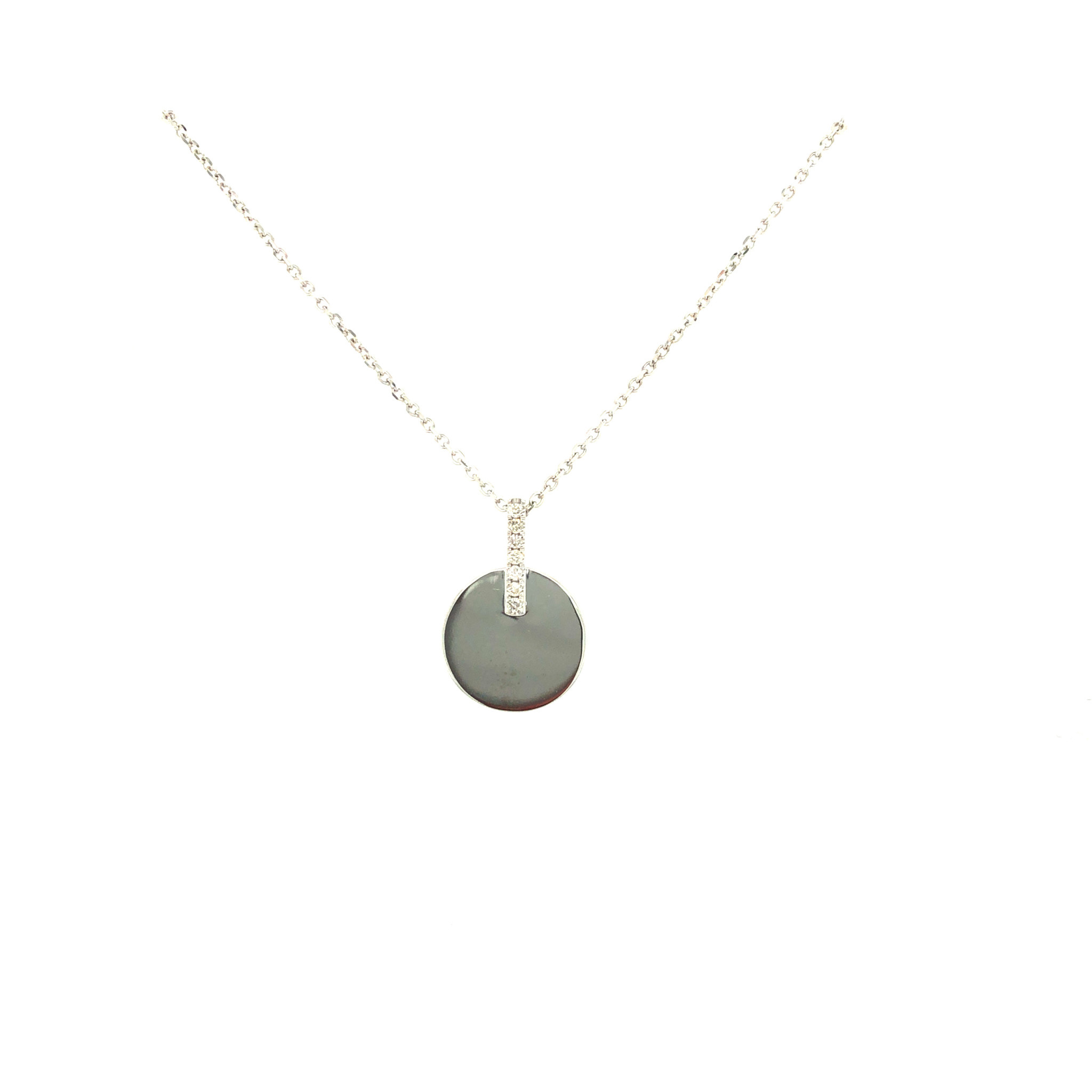 72865 14K WHITE GOLD .05TCW DIAMOND BALE DISC PENDANT SET