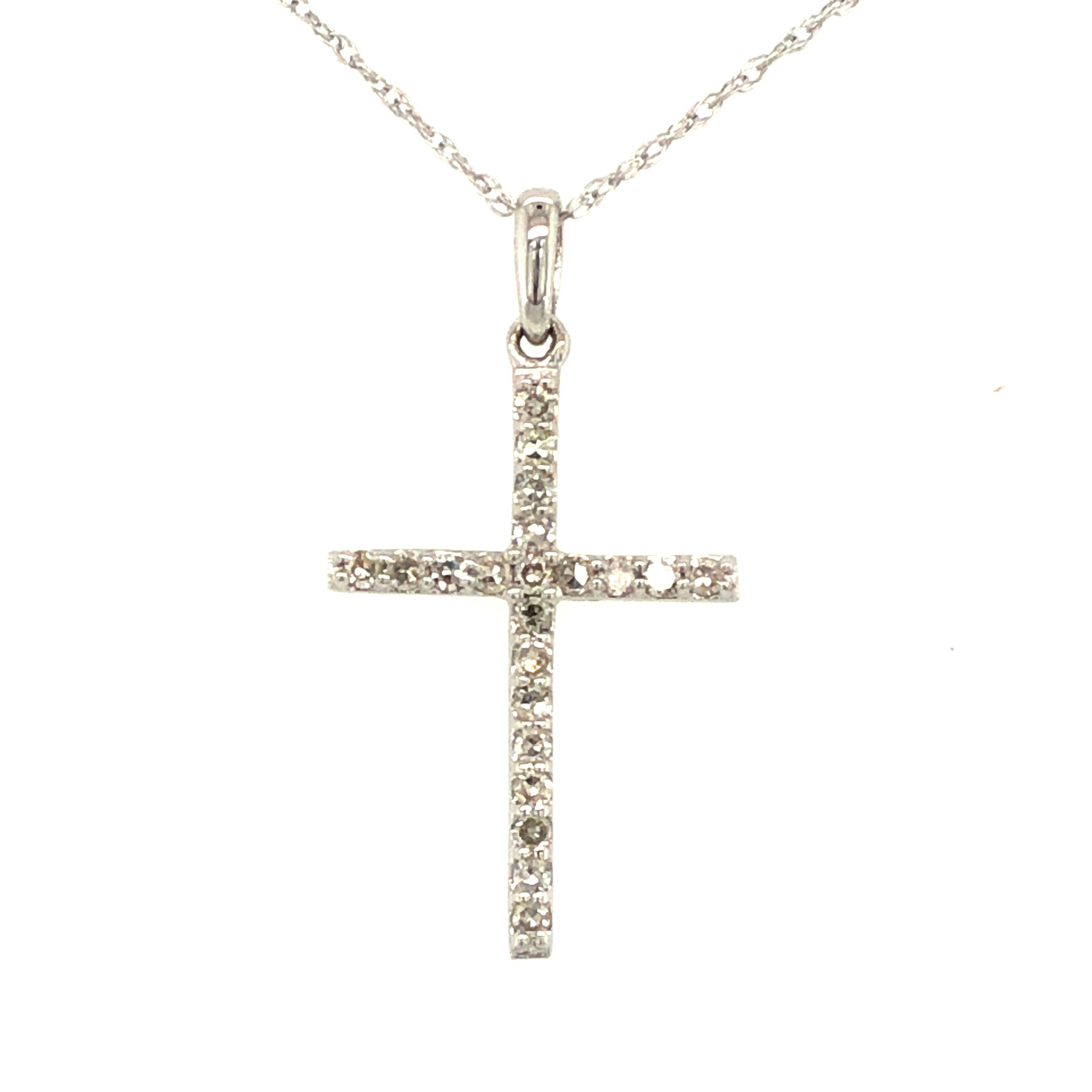 70033 14K WHITE GOLD .20TCW DIAMOND COMMON PRONG CROSS SET