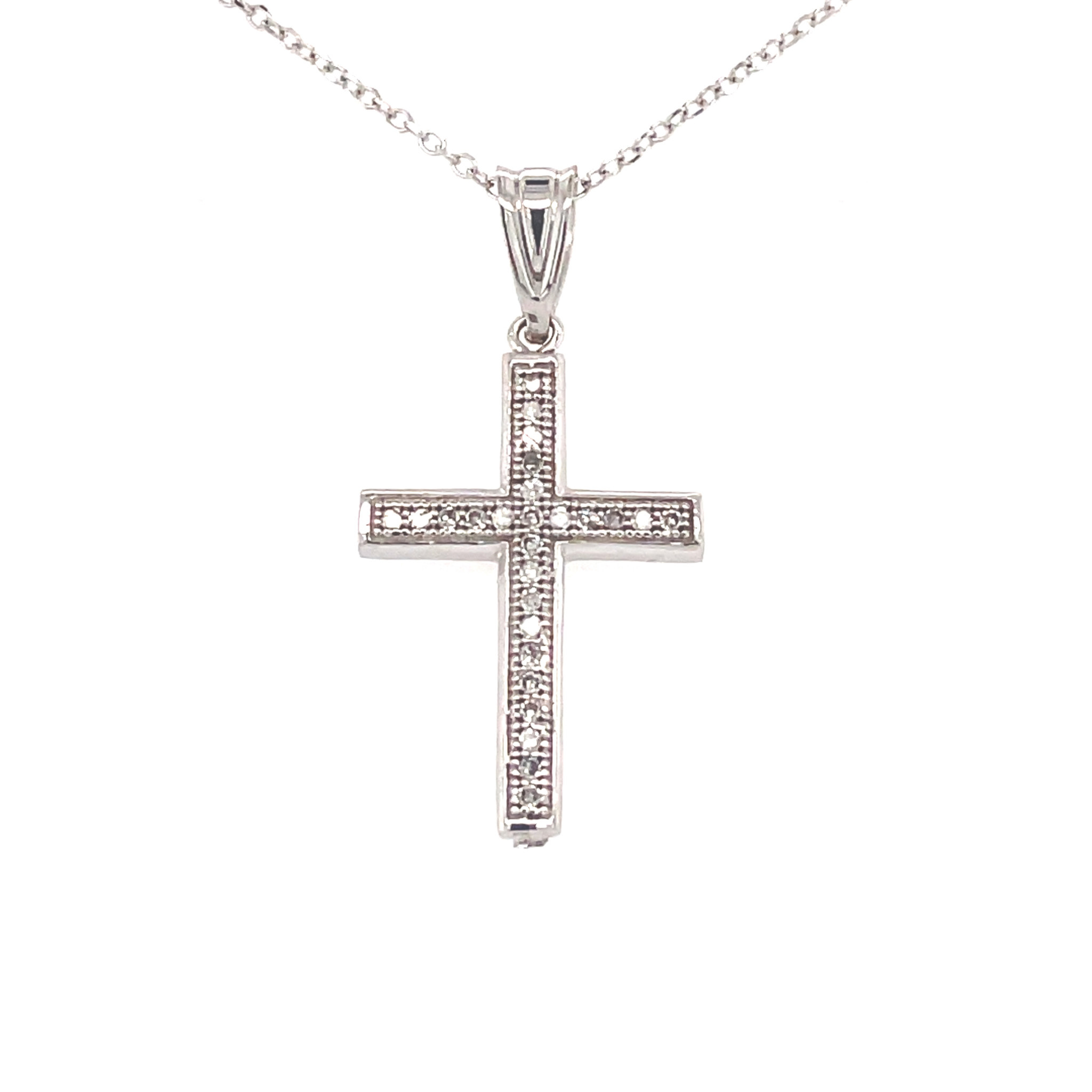 70868 14K WHITE GOLD .08TCW DIAMOND CROSS