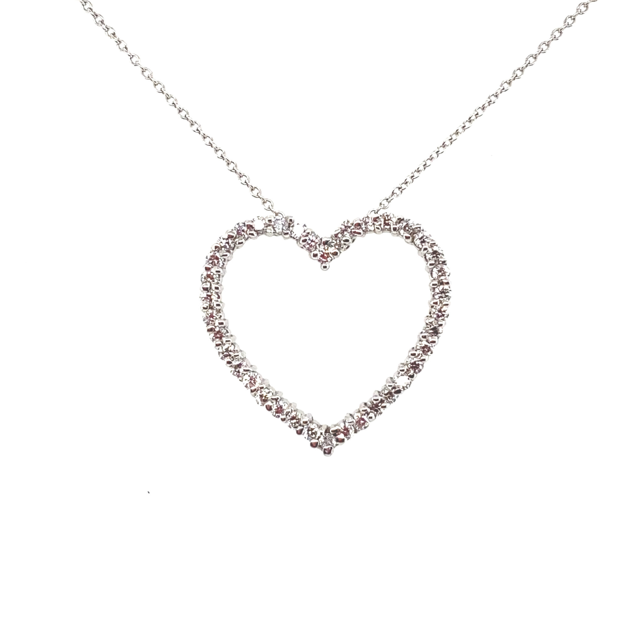 72680 14K WHITE GOLD .50TCW DIAMOND HEART PENDANT SET