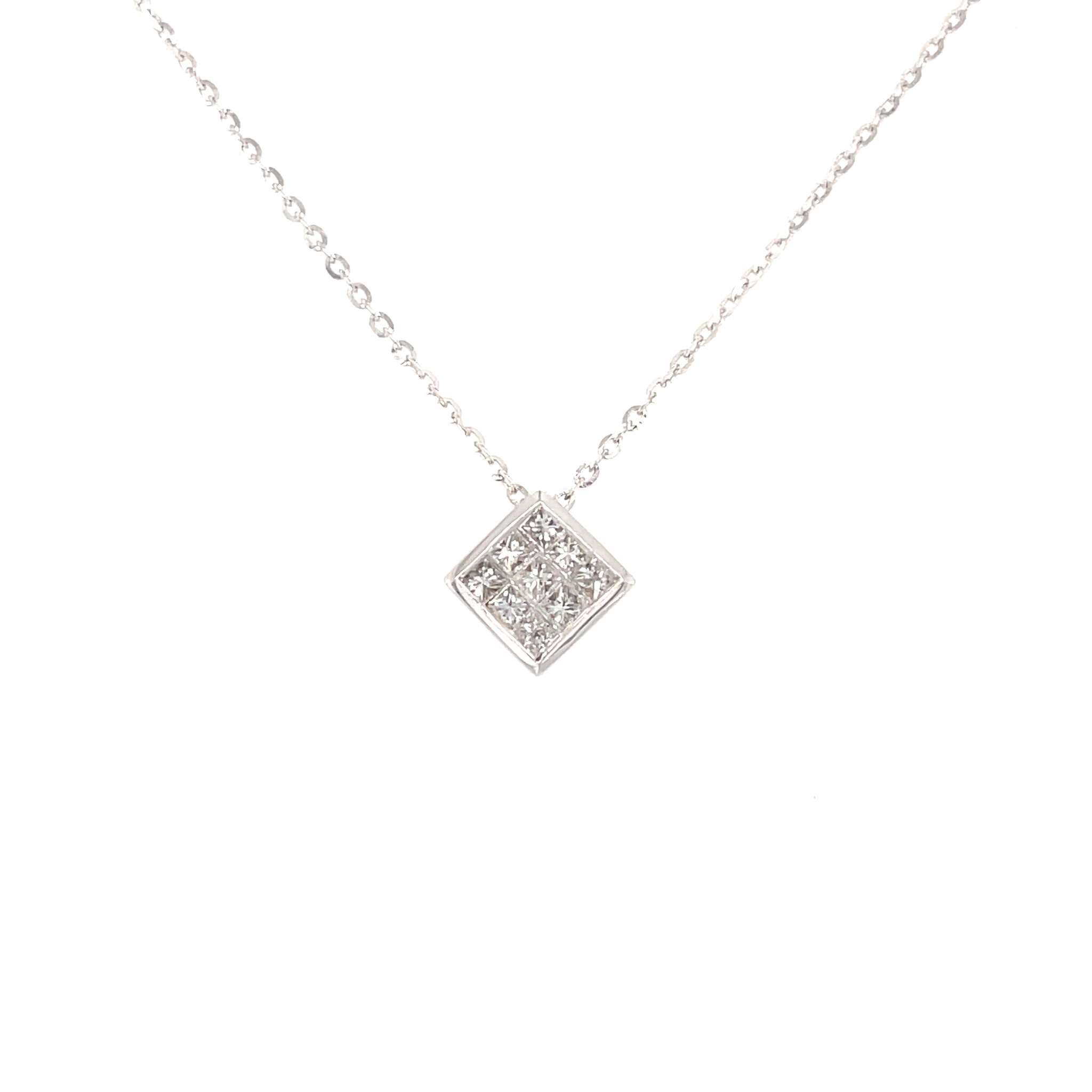 72705 18K .40TCW PRINCESS CUT INVISIBLE SET PENDANT SET