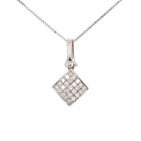 71619 14K WHITE GOLD BEAD SET .80TCW DIAMOND SQUARE PENDANT SET