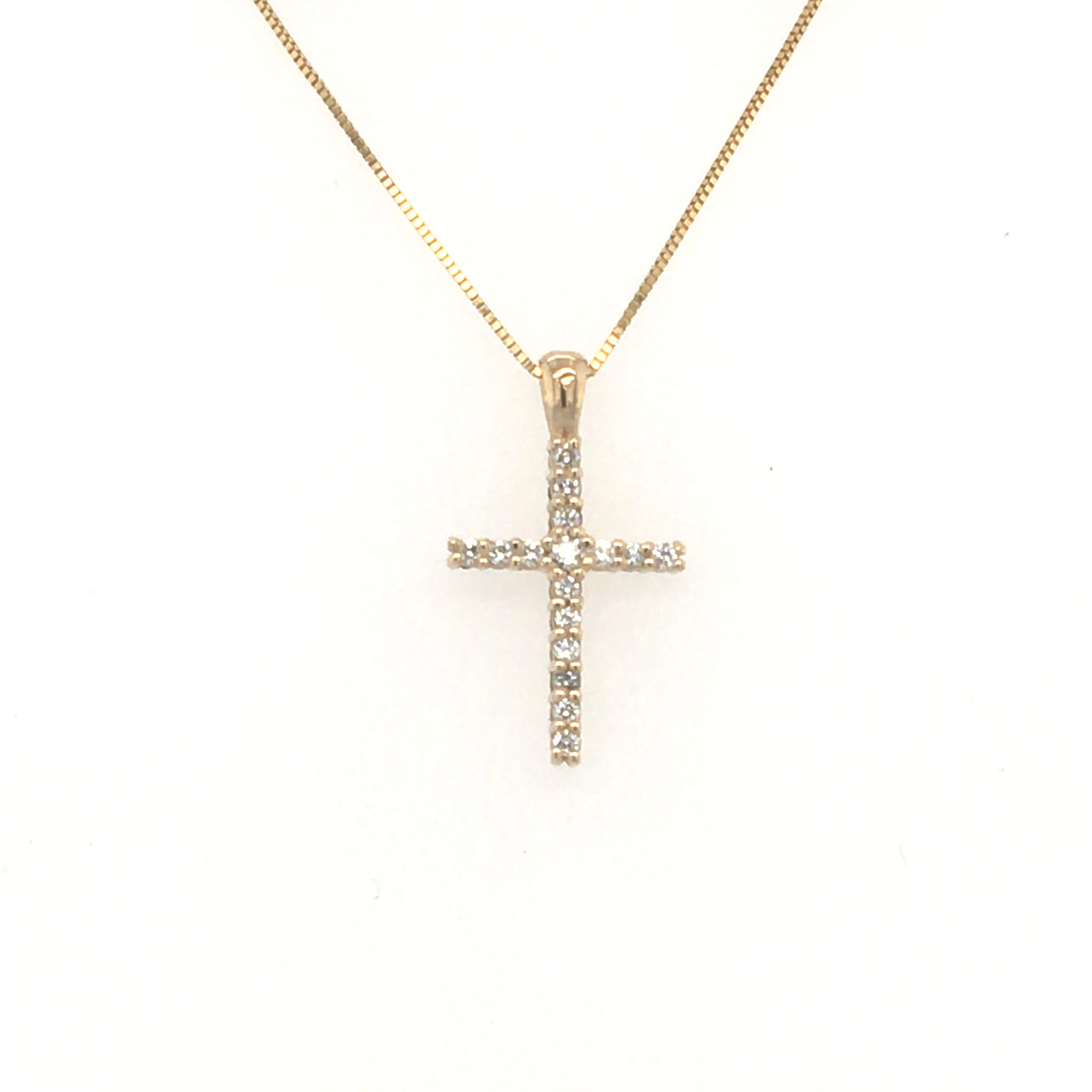 70022 14K YELLOW GOLD COMMON PRONG .15TCW DIAMOND CROSS SET