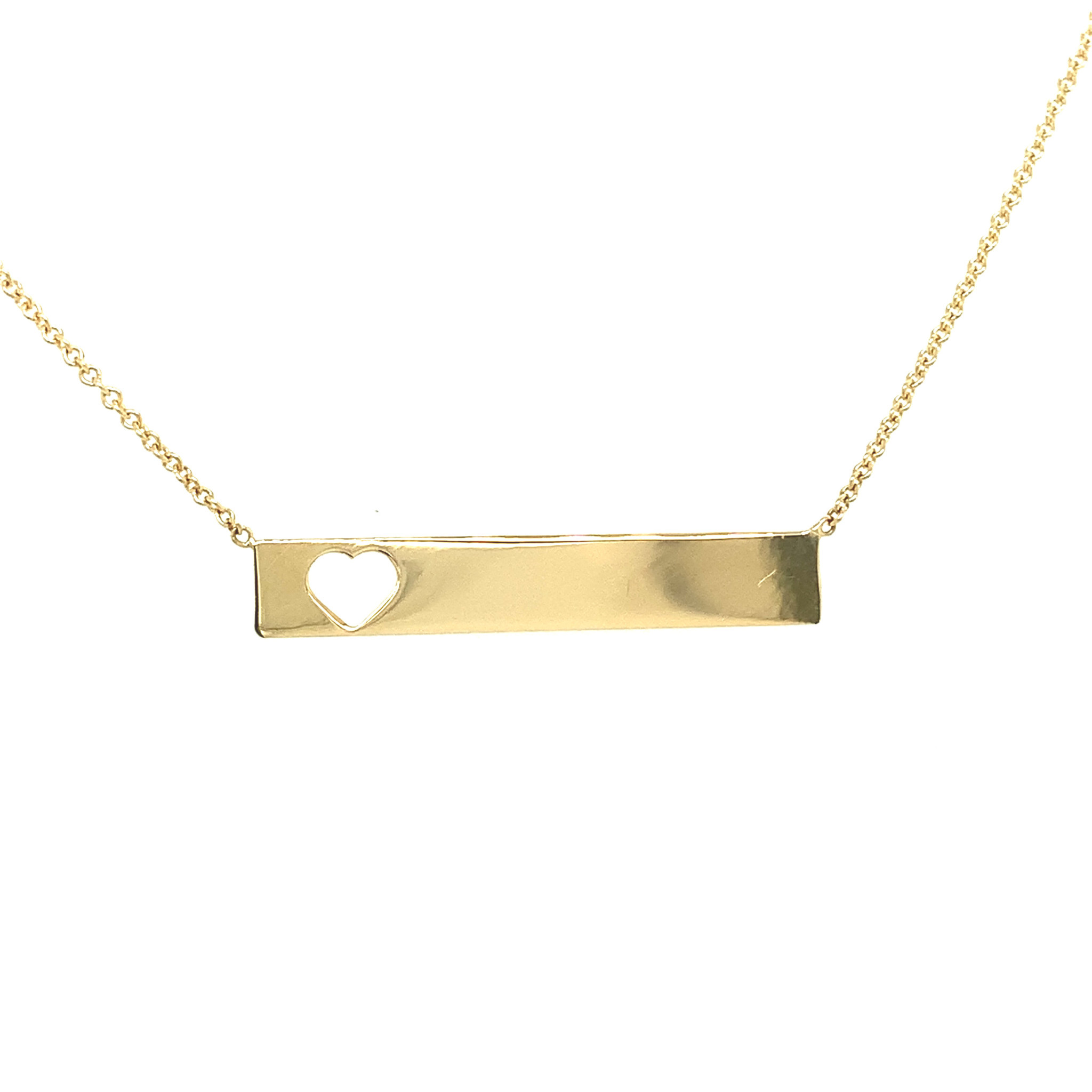 60018 18K YELLOW GOLD CUT OUT HEART BAR NECKPIECES