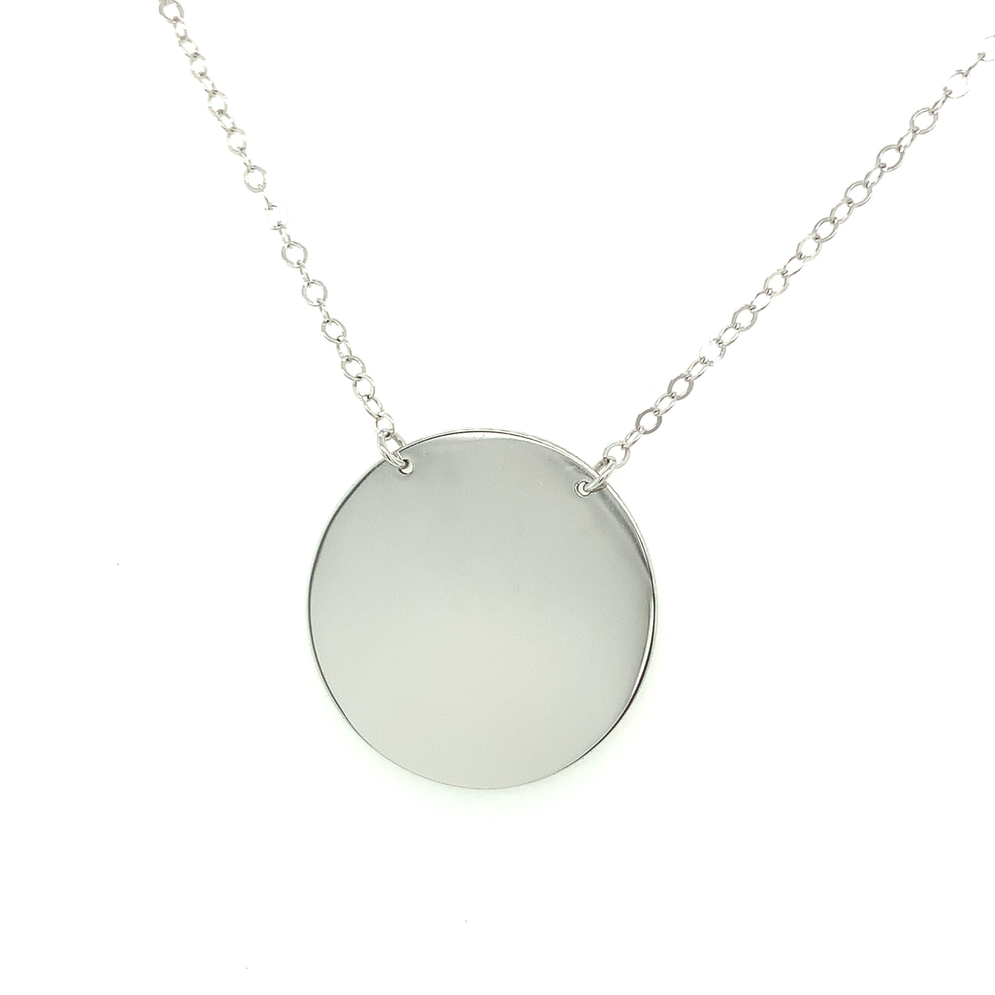 60152 14K WHITE GOLD ENGRAVABLE ROUND DISC NECKLACE