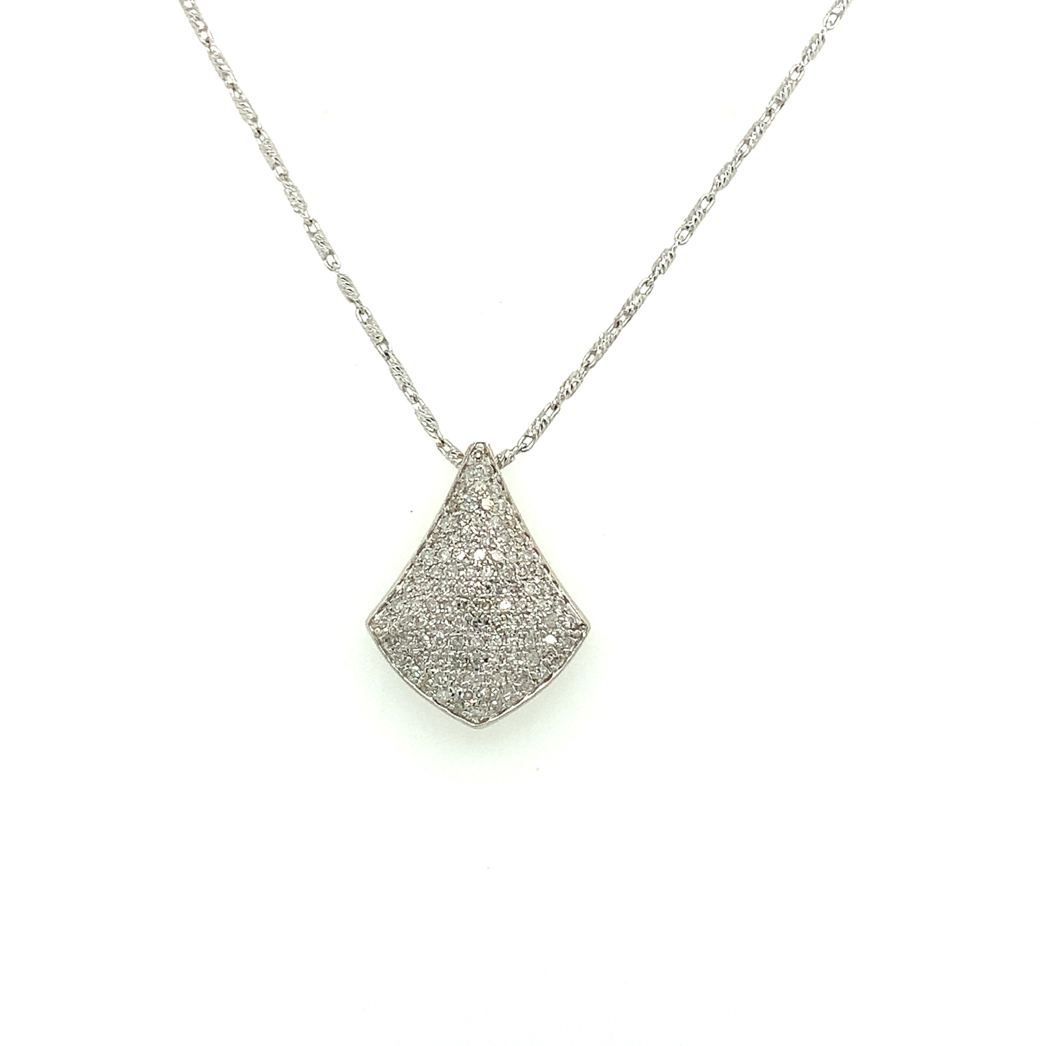 72724 14K WHITE GOLD BELL SHAPE PAVE 0.50CT DIAMOND PENDANT