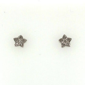 30444 14K WHITE GOLD .10TCW DIAMOND STARS STUDS PUSH BACK