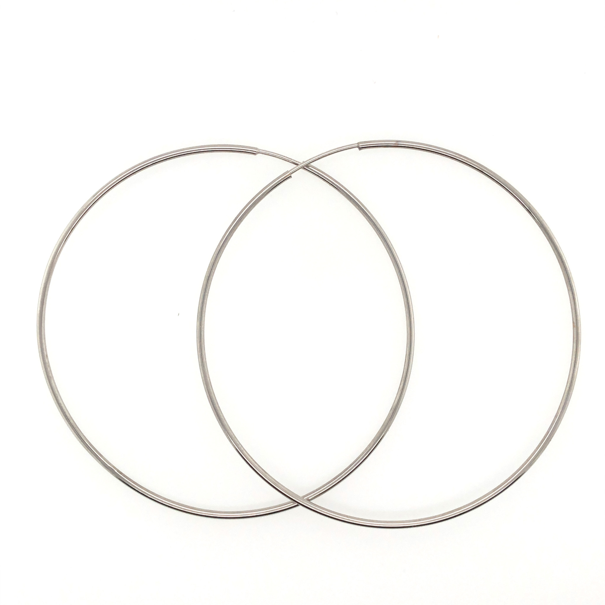 31803 14K WHITE GOLD 2.5" 1.20MM HIGH POLISHED ENDLESS HOOPS