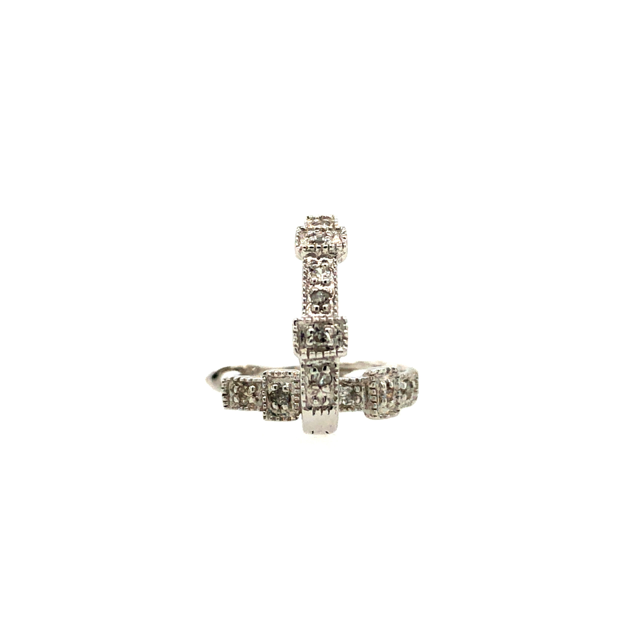 30454 14K WHITE GOLD DOUBLE SQUARE .10TCW DIAMOND BABY HUGGIES