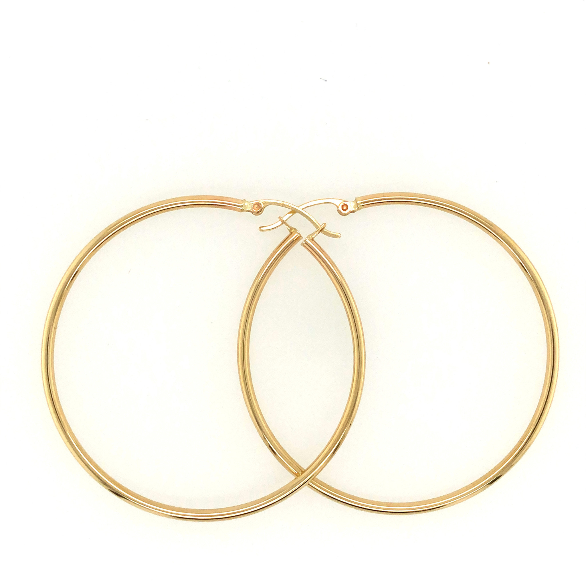 32426 14K YELLOW GOLD THIN PLAIN 2" HOOPS 2MM