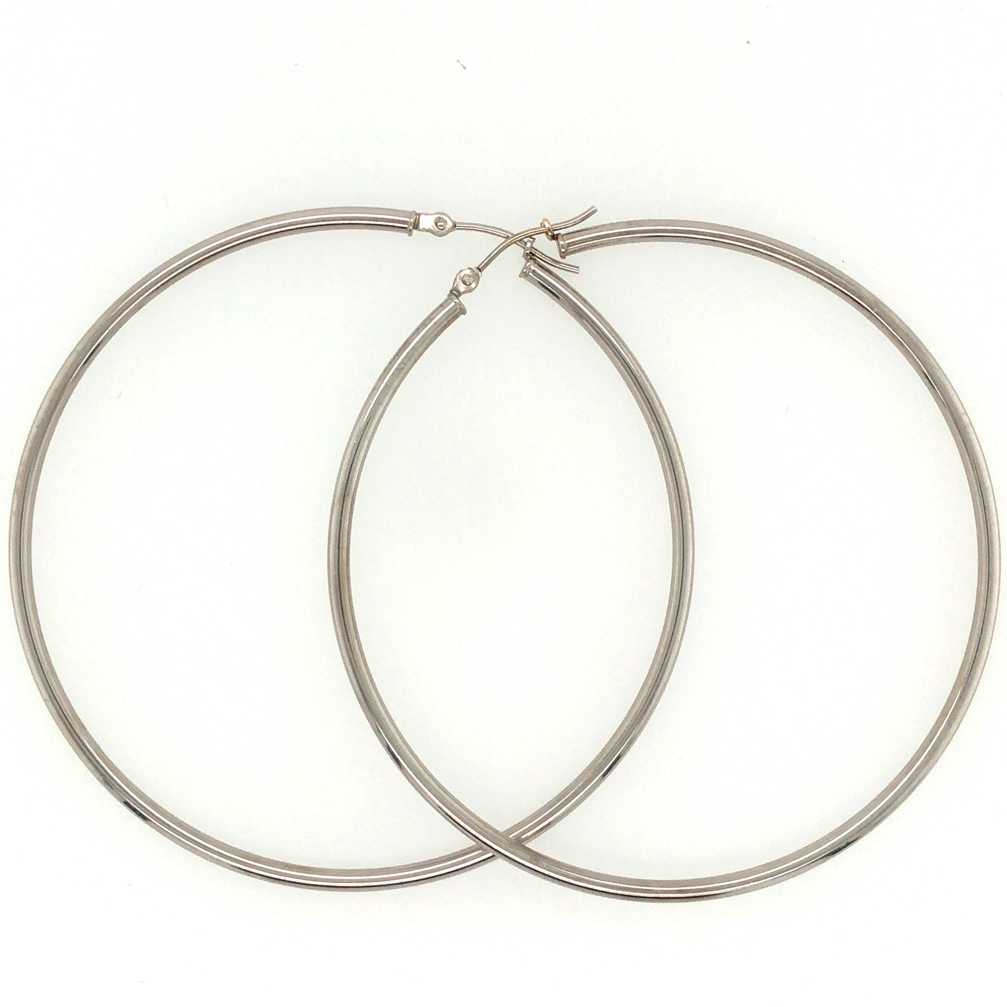 30948 14K WHITE GOLD 2.5'' THIN PLAIN HOOPS