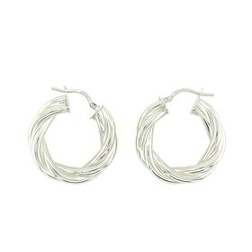 30397 14K WHITE GOLD 4.8MM 1" SATIN FINISH TWIST DESIGN HOOPS