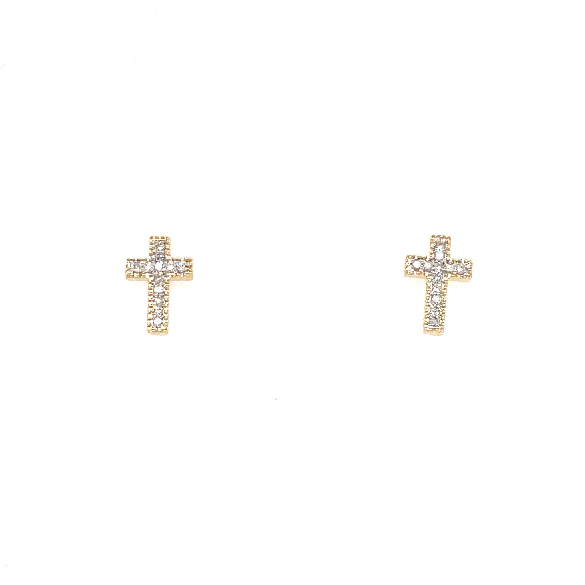 30068 14K YELLOW GOLD DIAMOND CROSS STUDS