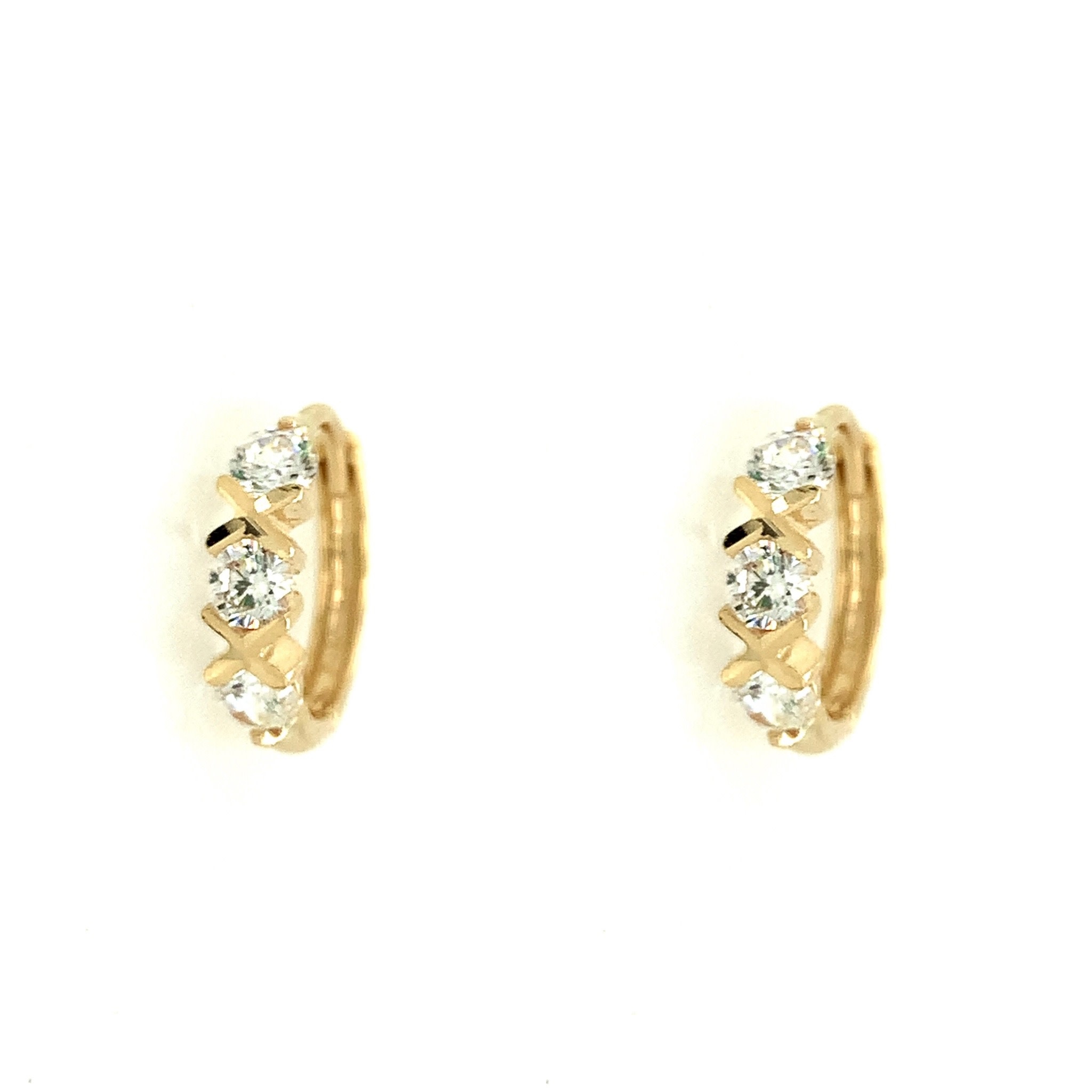 30255 14K YELLOW GOLD XO CUBIC ZIRCONIA HUGGIES