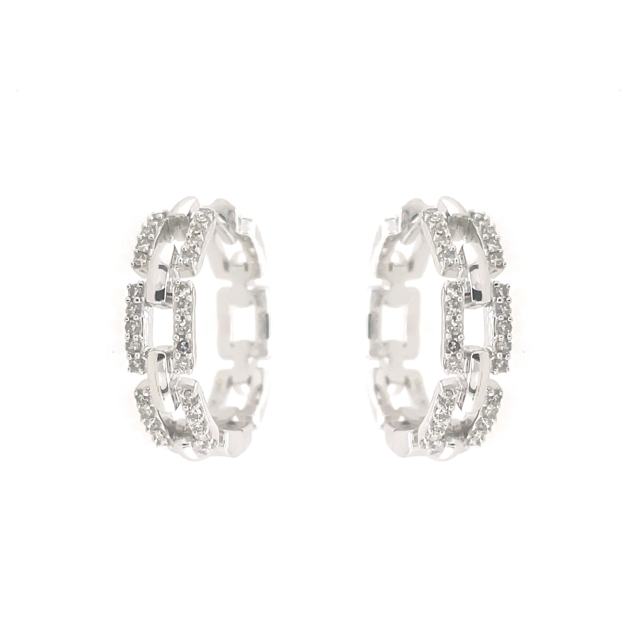 30226 10K .33TCW DIAMOND CUBAN LINK STYLE HOOPS