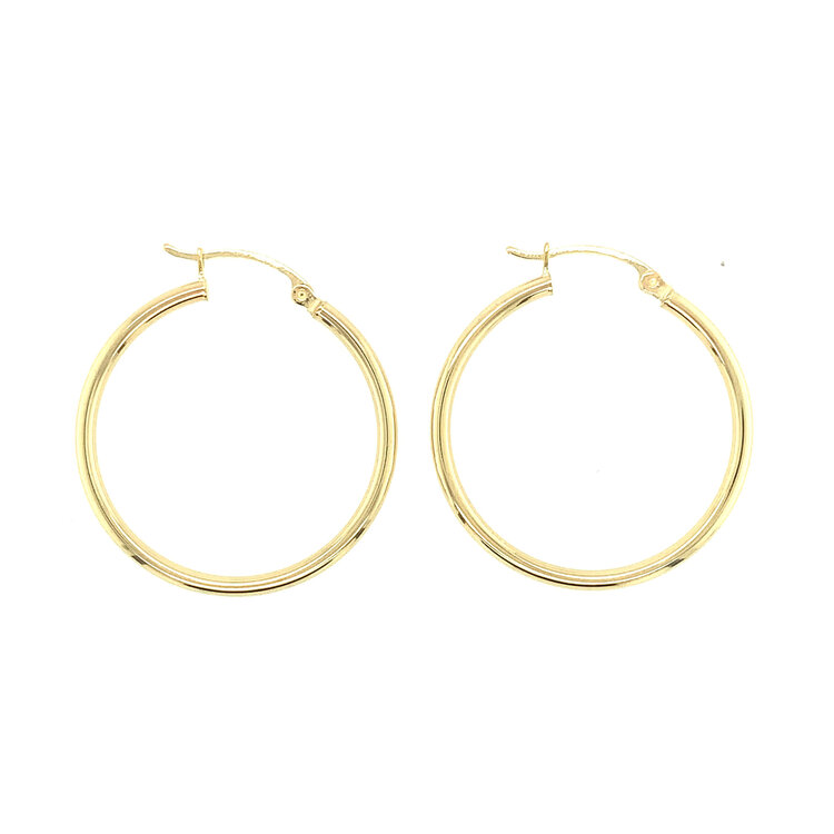 30579 14K YELLOW GOLD 1.25" PLAIN HIGH POLISH HOOPS