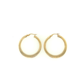 30641 14K YELLOW GOLD 1.5" FLAT HIGH POLISH HOOPS