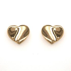 30207 18K YELLOW GOLD CURVY PUFF HEART STUDS