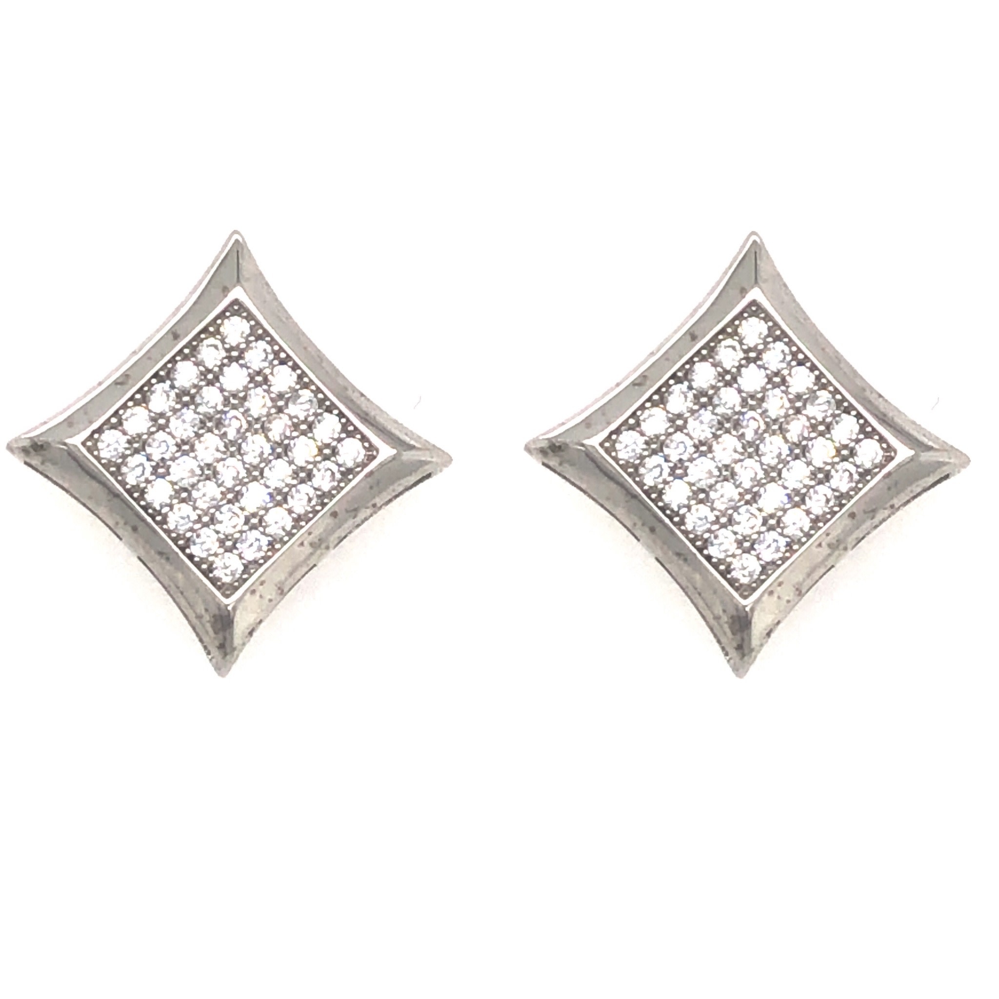 31666 14K WHITE GOLD 10MM PAVE SET CUBIC ZIRCONIA STUDS