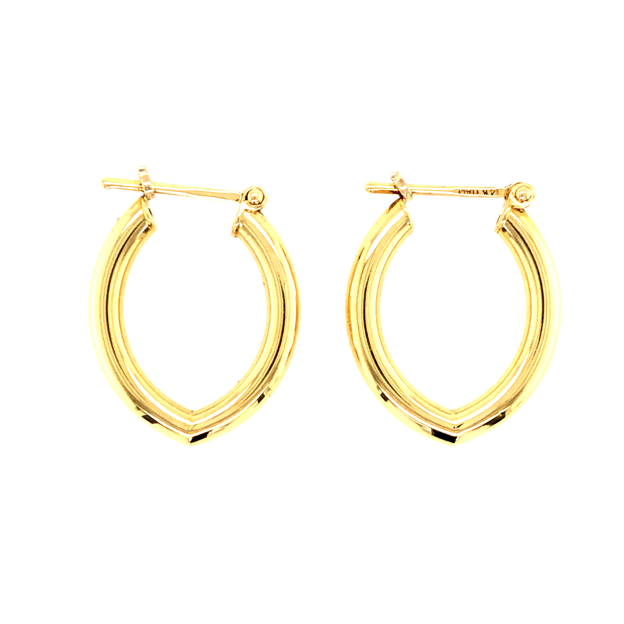 31892 14K YELLOW GOLD OVAL POINTED HOOPS