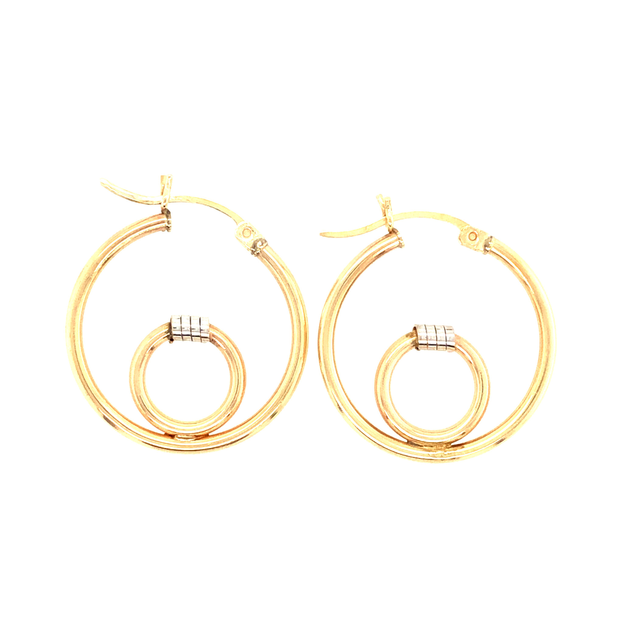30390 14K 2 TONE DOUBLE HOOP DESIGN HOOPS