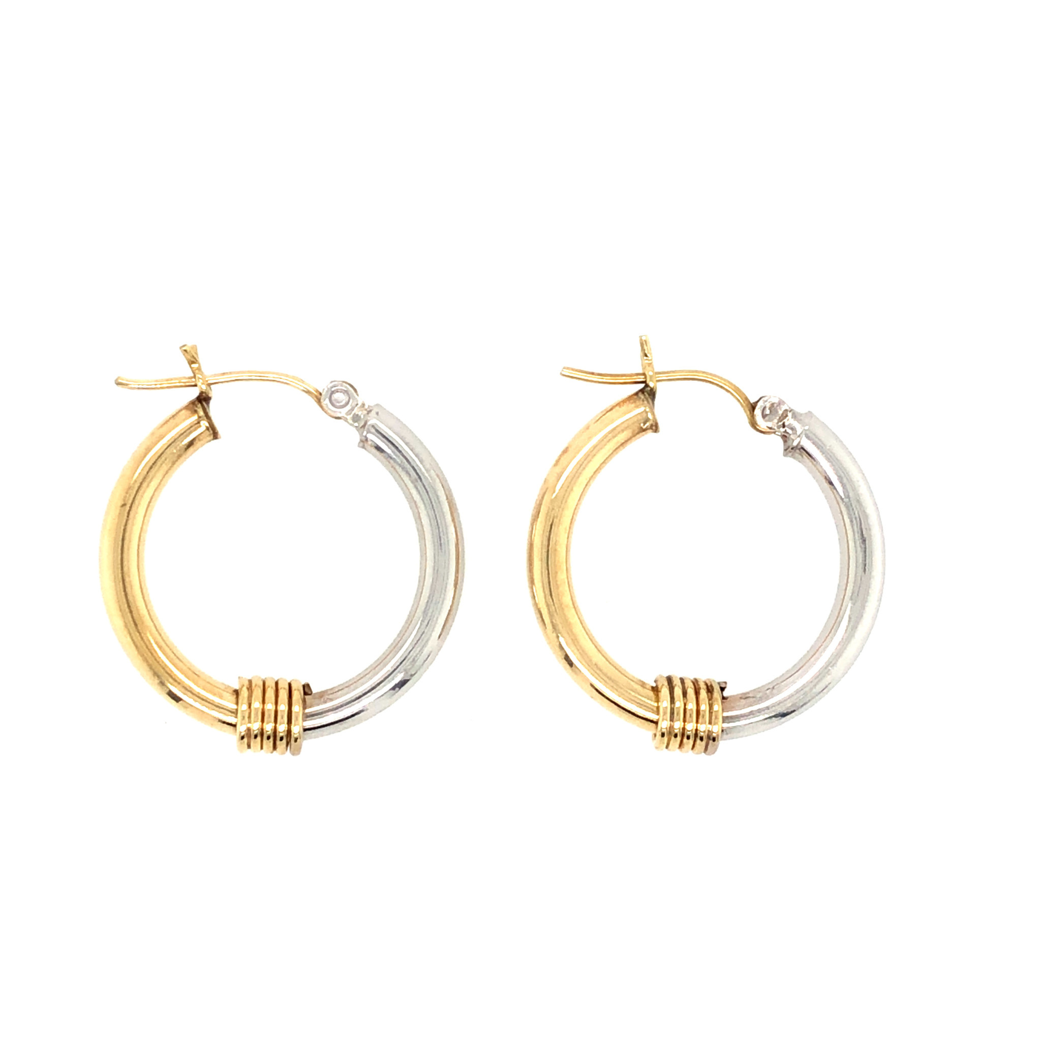 30375 14K 2 TONE GOLD HALF AND HALF HOOPS