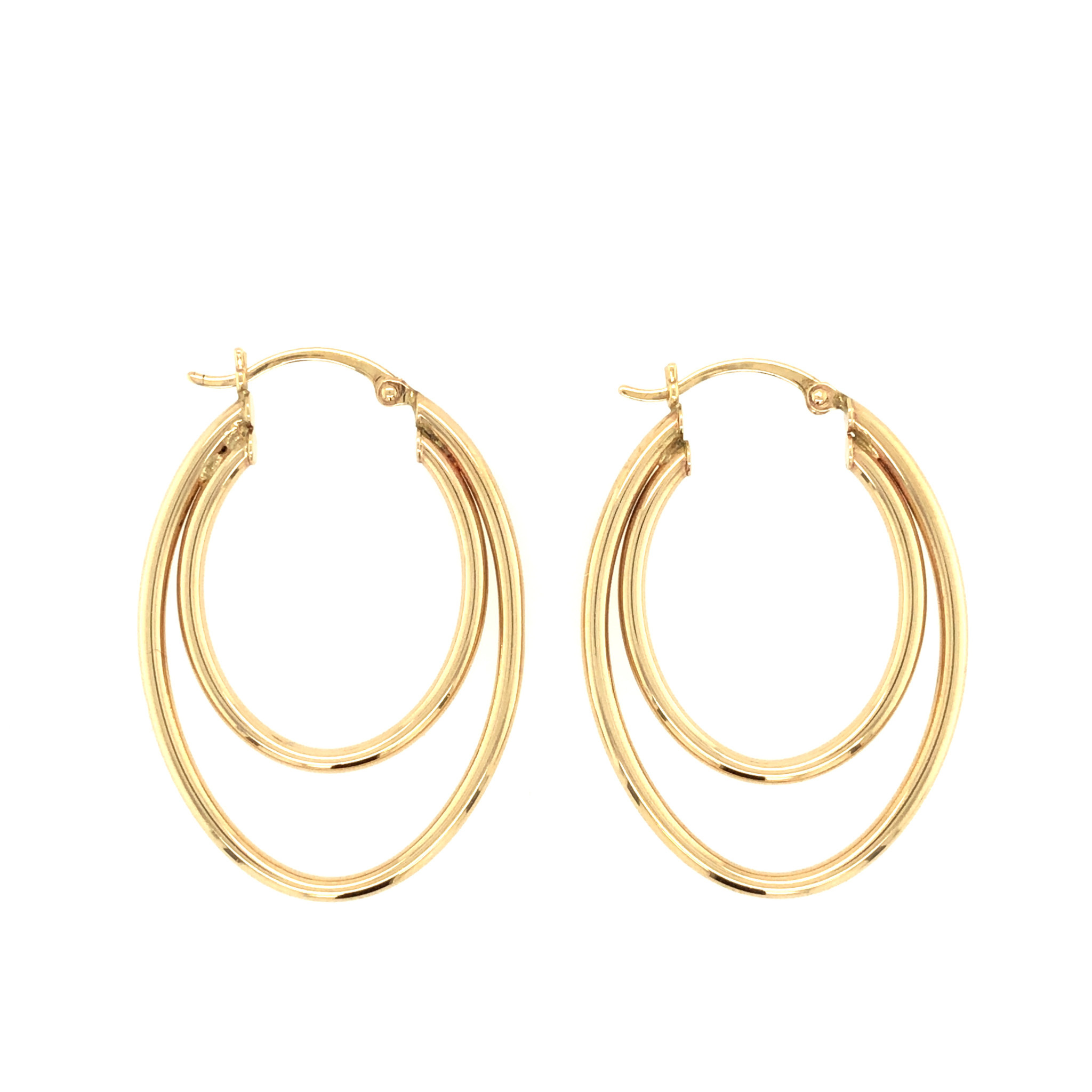 30129 14K YELLOW GOLD LARGE DOUBLE OVAL HOOPS 1.5''
