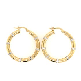 32433 14K TWO TONE DIAMOND CUT BARS 1'' HOOPS