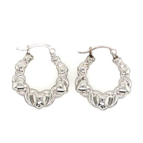 30918 14K WHITE GOLD 4MM 0.75" XO DESIGN STAMPATO EARRINGS