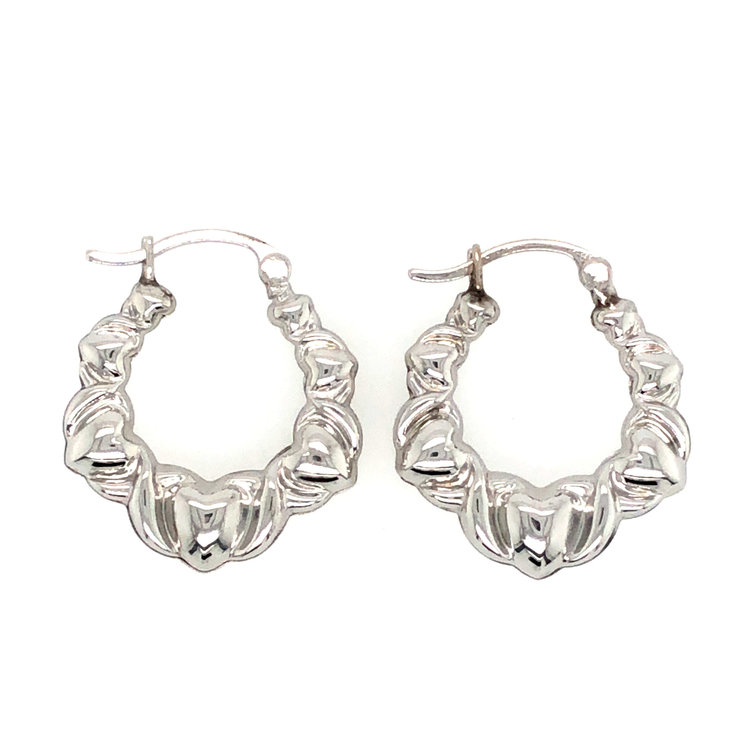 30918 14K WHITE GOLD XO DESIGN STAMPATO EARRINGS