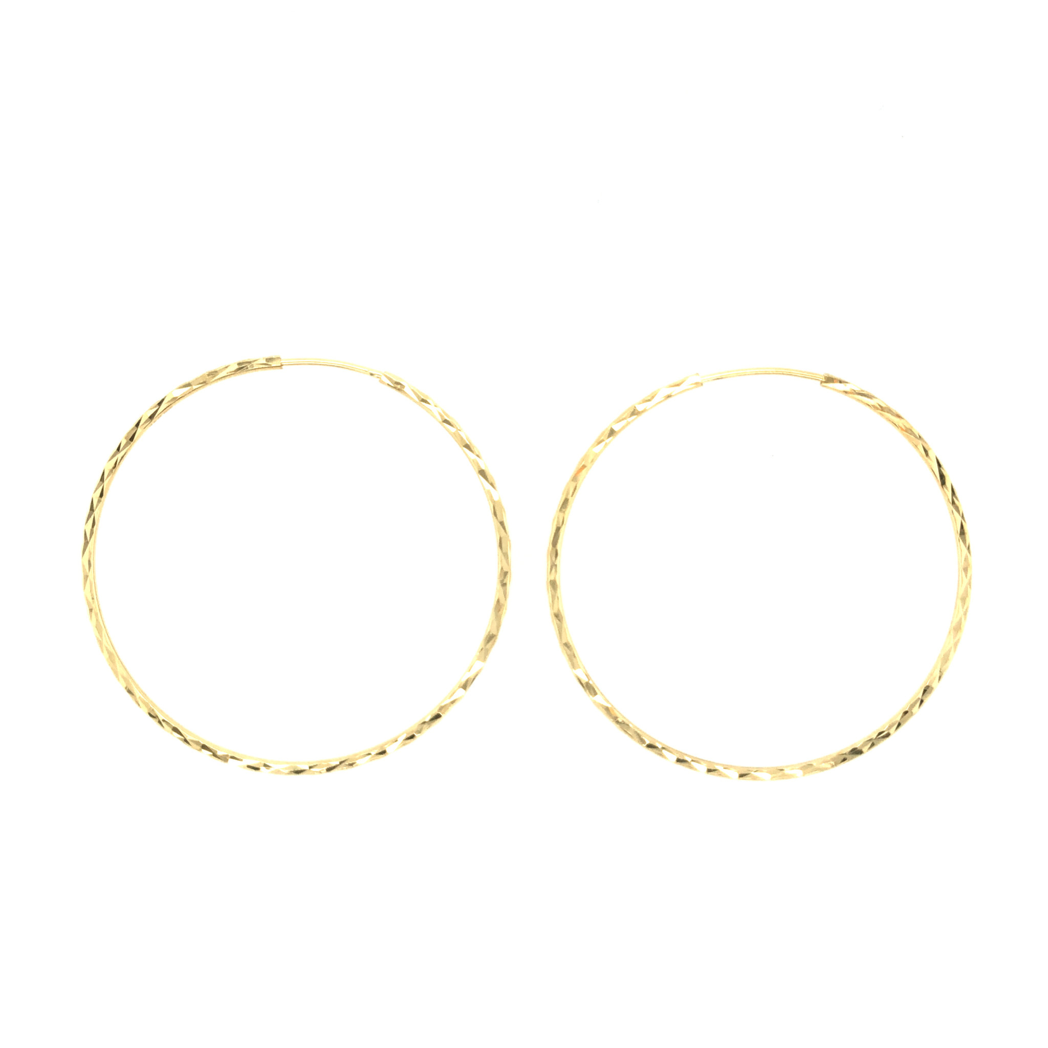 32447 14K 1.75'' THIN DIAMOND CUT ENDLESS HOOPS