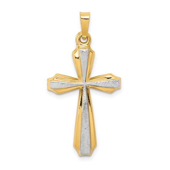 77810 14K 2 TONE DIAMOND CUT FLARED CROSS