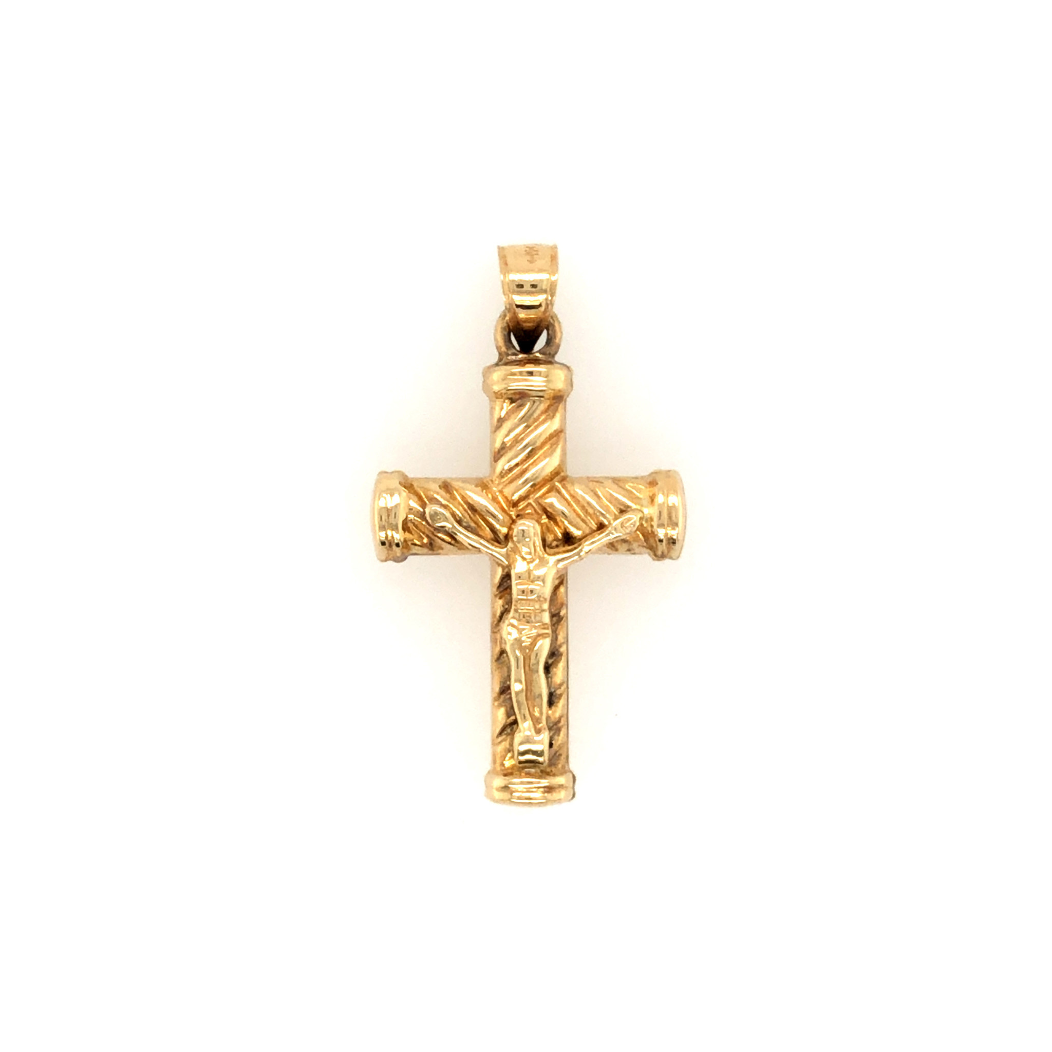 77198 14K YELLOW GOLD ROPE TWIST DESIGN CRUCIFIX